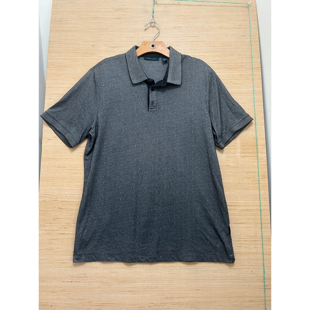 Perry Ellis Mens Gray Micro Dot Short Sleeve Polo Shirt Large 4523